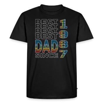 Meilleur papa du monde depuis 1987 Fête des Pères - T-shirt Premium bio Homme - noir - Devant - Nico (187cm)