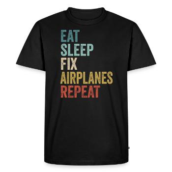 Manger dormir Réparer les avions Répéter Mécanicien d’avion - T-shirt Premium bio Homme - noir - Devant - Nico (187cm)
