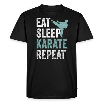 Manger Dormir Karaté Répéter Karaté - T-shirt Premium bio Homme - noir - Devant - Nico (187cm)