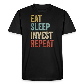 Manger dormir Investir Trader répétitif - T-shirt Premium bio Homme - noir - Devant - Nico (187cm)
