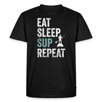Manger Sommeil SUP Répéter SUP - T-shirt Premium bio Homme - noir - Devant - Nico (187cm)