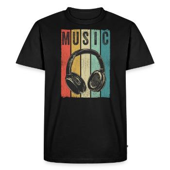 Vintage Retro Casque Chemise DJ Electronic - T-shirt Premium bio Homme - noir - Devant - Nico (187cm)
