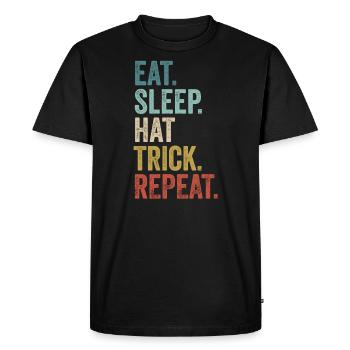 Manger Sommeil Chapeau Astuce Répéter Soccer Hockey sur glace - T-shirt Premium bio Homme - noir - Devant - Nico (187cm)