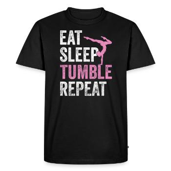 Gymnaste Eat Sleep Tumble Répéter Gymnastique - T-shirt Premium bio Homme - noir - Devant - Nico (187cm)