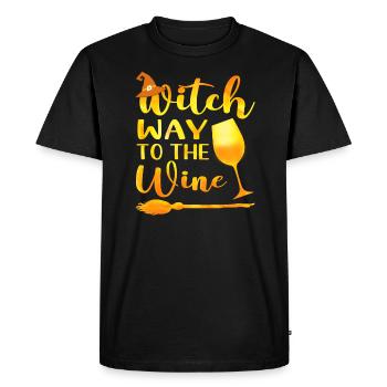 Witch Way To The Wine Funny Halloween Wine Pun - Men's Premium Organic T-Shirt - black - Front - Nico (187cm)