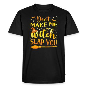 Drôle de jeu de mots d’Halloween Ne me fais pas te gifler - T-shirt Premium bio Homme - noir - Devant - Nico (187cm)