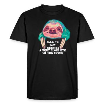 Aujourd’hui, je garde un œil très attentif sur mon canapé - T-shirt Premium bio Homme - noir - Devant - Nico (187cm)