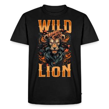 lion, lion head, strong, wild, pride, brave, royal, - Men's Premium Organic T-Shirt - black - Front - Nico (187cm)