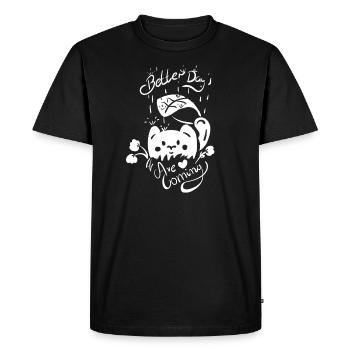 Chaton mignon kawaii sous la pluie - T-shirt Premium bio Homme - noir - Devant - Nico (187cm)