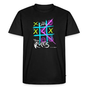 Votre jeu, vos règles pour les fans d’art streetwear - T-shirt Premium bio Homme - noir - Devant - Nico (187cm)
