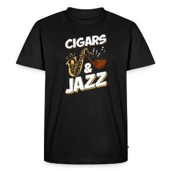 Cigars and Jazz Saxophone Music Lovers - Men's Premium Organic T-Shirt - black - Front - Nico (187cm)