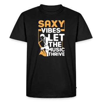 Saxy Vibes Laissez la musique s’épanouir - T-shirt Premium bio Homme - noir - Devant - Nico (187cm)