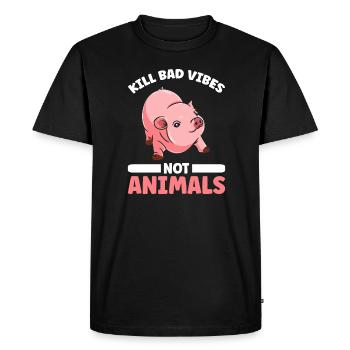 Tuez les mauvaises vibrations, pas les animaux - T-shirt Premium bio Homme - noir - Devant - Nico (187cm)
