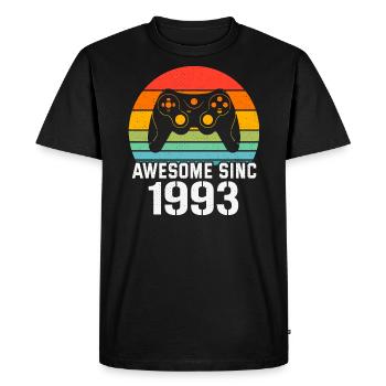 Cadeau Anniversaire 1993 Pour Tous les Gamers 1993 - T-shirt Premium bio Homme - noir - Devant - Nico (187cm)