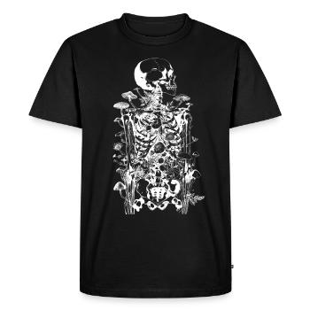 Squelette de champignon d’horreur morbide - Joyeux Halloween - T-shirt Premium bio Homme - noir - Devant - Nico (187cm)