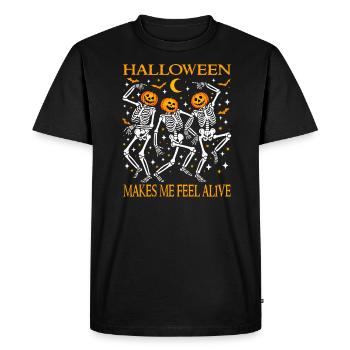 Drôle d’Halloween Dansant Squelettes Jack O Lanterne - T-shirt Premium bio Homme - noir - Devant - Nico (187cm)