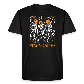 Rester en vie Drôle Halloween Dansant Squelettes - T-shirt Premium bio Homme - noir - Devant - Nico (187cm)