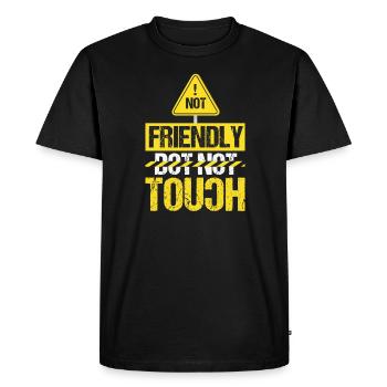Not friendly, don't touch - Men's Premium Organic T-Shirt - black - Front - Nico (187cm)