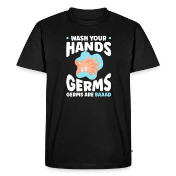 Lavez-vous les mains, les germes sont durs - T-shirt Premium bio Homme - noir - Devant - Nico (187cm)