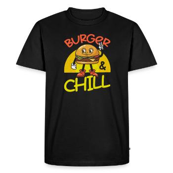 Burger et détente - T-shirt Premium bio Homme - noir - Devant - Nico (187cm)