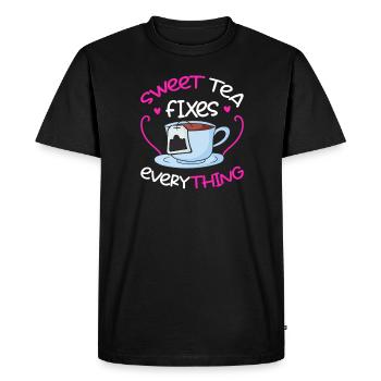 Le thé sucré est la solution à tout - T-shirt Premium bio Homme - noir - Devant - Nico (187cm)
