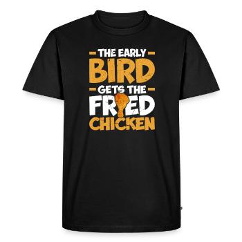 L’oiseau matinal reçoit le poulet rôti - T-shirt Premium bio Homme - noir - Devant - Nico (187cm)