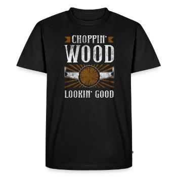 Couper du bois a l’air bien - T-shirt Premium bio Homme - noir - Devant - Nico (187cm)