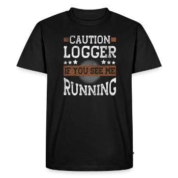 Beware of loggers if you see me running - Men's Premium Organic T-Shirt - black - Front - Nico (187cm)
