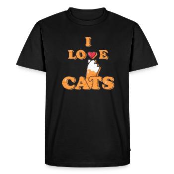 J’aime les chats / Catmom Catdad Motif - T-shirt Premium bio Homme - noir - Devant - Nico (187cm)