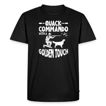 Quack Commando with a Golden Touch - Chien de chasse - T-shirt Premium bio Homme - noir - Devant - Nico (187cm)