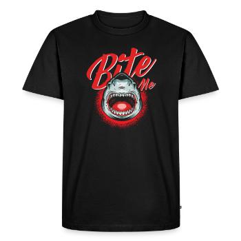 Bites Me Shark Graphic - Men's Premium Organic T-Shirt - black - Front - Nico (187cm)