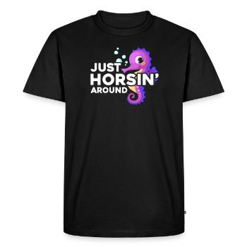 Just Horsin' Around - Seahorse Fun Graphics - Men's Premium Organic T-Shirt - black - Front - Nico (187cm)