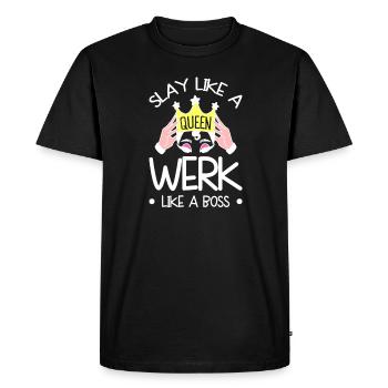 Travaillez comme un patron - T-shirt Premium bio Homme - noir - Devant - Nico (187cm)