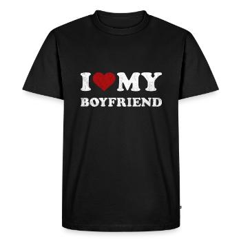 Affligé J’aime mon copain Chemise Drôle I - T-shirt Premium bio Homme - noir - Devant - Nico (187cm)