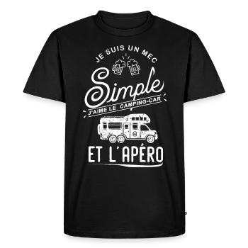 j'aime le CAMPING CAR et l'apéro cadeau noel tshir - T-shirt Premium bio Homme - noir - Devant - Nico (187cm)
