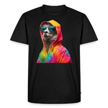 Llama with Sunglasses Colorful Cool Alpaca Llama - Men's Premium Organic T-Shirt - black - Front - Nico (187cm)
