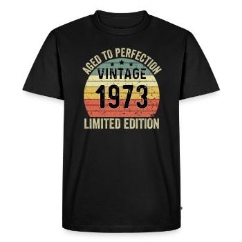 Aged To Perfection Vintage 1973 Limited Edition - Men's Premium Organic T-Shirt - black - Front - Nico (187cm)
