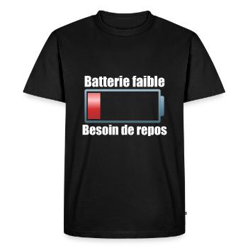 Citation batterie faible. Téléchargement énergie - T-shirt Premium bio Homme - noir - Devant - Nico (187cm)