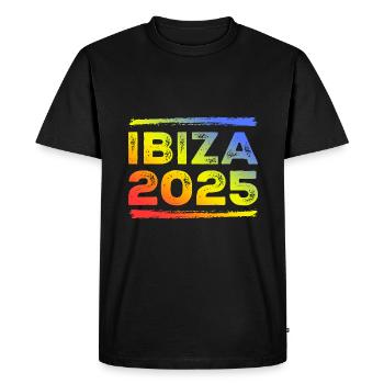 Ibiza 2025 Colorful - Men's Premium Organic T-Shirt - black - Front - Nico (187cm)