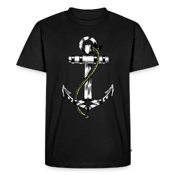 Capitaine de navire maritime d’ancre Croisière Ahoy - T-shirt Premium bio Homme - noir - Devant - Nico (187cm)