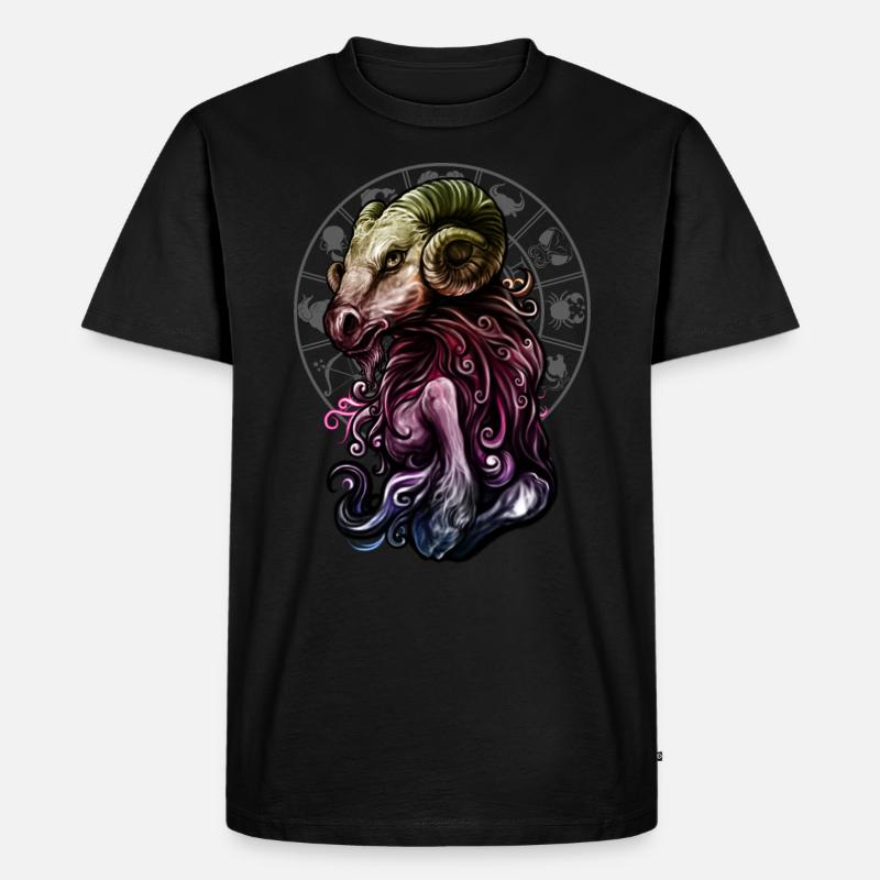 Sternzeichen Widder rainbow grey - RAHMENLOS - Männer Premium Bio T-Shirt - Schwarz