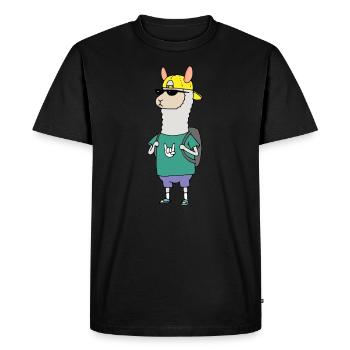 alpaca - Men's Premium Organic T-Shirt - black - Front - Nico (187cm)