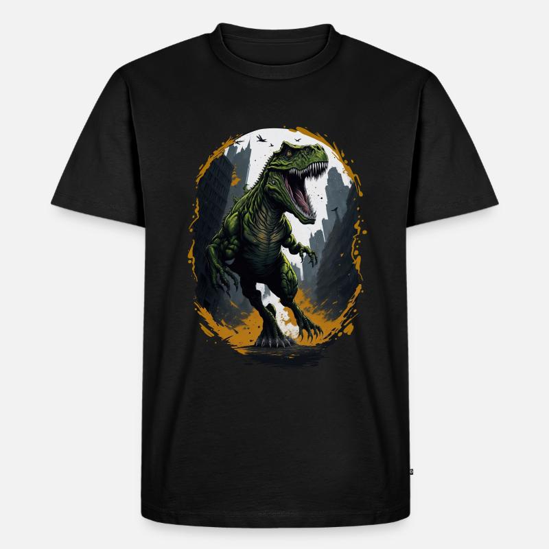 T Rex Dinosaurier - Männer Premium Bio T-Shirt - Schwarz