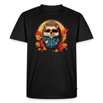 Cool hedgehog with sunglasses autumn - Men's Premium Organic T-Shirt - black - Front - Nico (187cm)