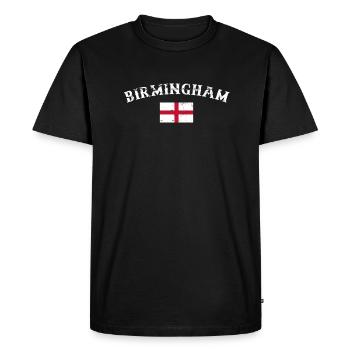 Birmingham, Angleterre, Vintage Drapeau Anglais - T-shirt Premium bio Homme - noir - Devant - Nico (187cm)