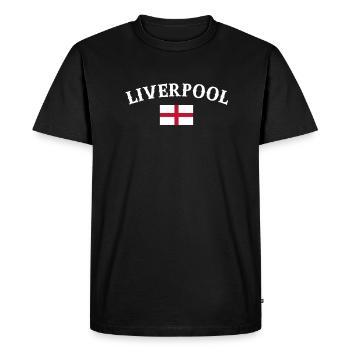 Liverpool Angleterre Anglais Drapeau Anglais - T-shirt Premium bio Homme - noir - Devant - Nico (187cm)