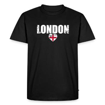 Londres Angleterre Vintage Drapeau anglais Anglais - T-shirt Premium bio Homme - noir - Devant - Nico (187cm)
