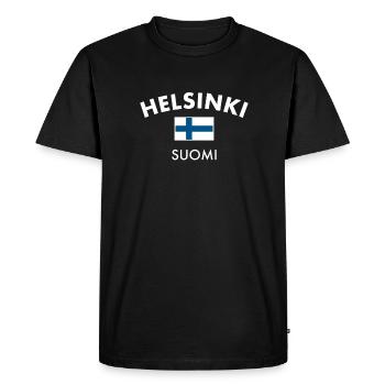 Helsinki Suomi Finlande Finlande Drapeau finlandais - T-shirt Premium bio Homme - noir - Devant - Nico (187cm)