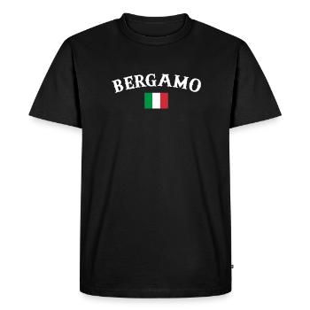 Bergame Italie Drapeau italien Italien - T-shirt Premium bio Homme - noir - Devant - Nico (187cm)