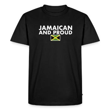 Jamaican And Proud Jamaica Jamaican Flag - Men's Premium Organic T-Shirt - black - Front - Nico (187cm)